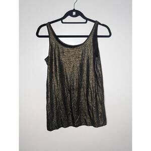 Eileen Fisher Tank Top Womens Small Gold Organic Linen Metallic Camisole Party